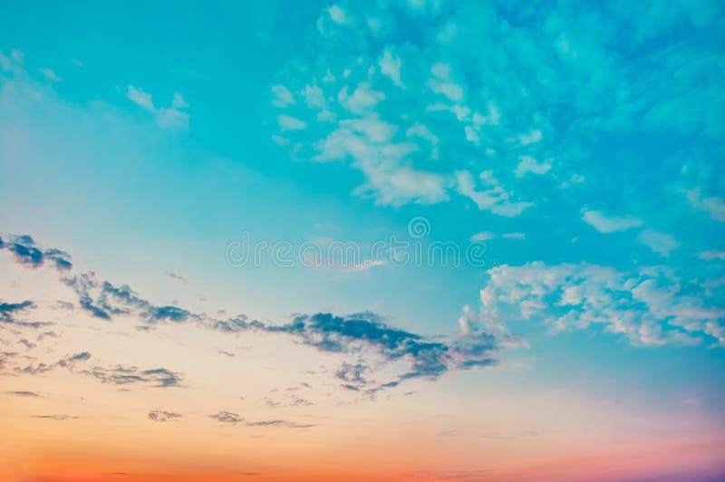 Sky Background, Bright Blue, Orange And Yellow