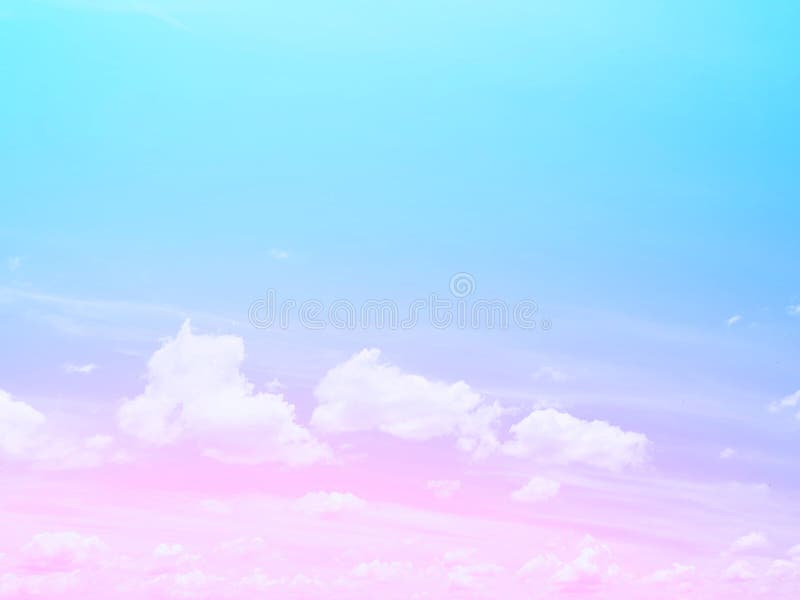 Nature Cloud Sky Background with Rainbow Blue Pink Purple Yellow Pastel ...