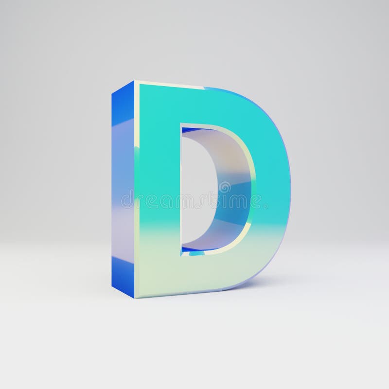 Glossy Blue Letter D Uppercase. 3D Rendering Stock Illustration ...
