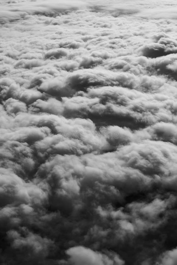 Sky and Cloud View from Airplane Black and White Concept. Stock Image ...