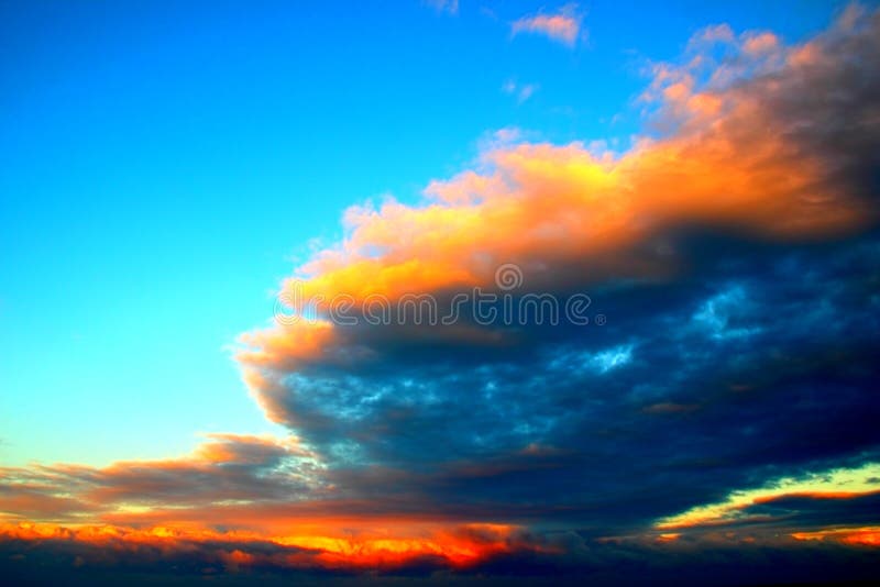 Sky with fantastic clouds during sunset in Grottammare