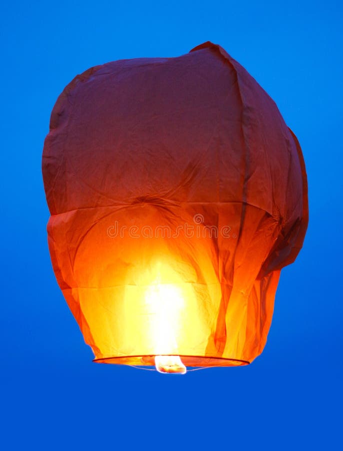 Sky Lantern with Burning Fire. Blue Sky Stock Image Image of culture, light 127093665