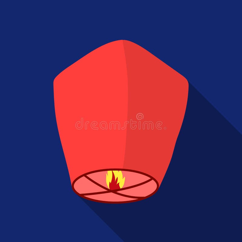 Sky Lantern Icon in Flat Style Isolated on White Background. Light