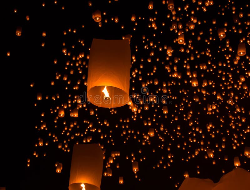 Sky Lanterns, Flying Lanterns Stock Image Image of firework, flying
