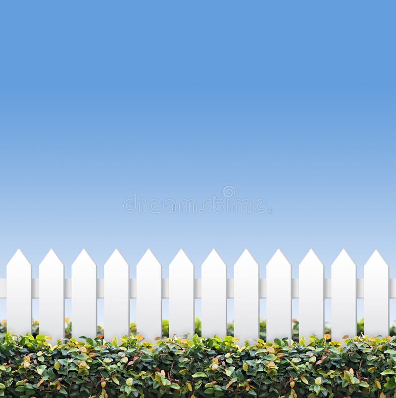 Sky and small white fences stock images