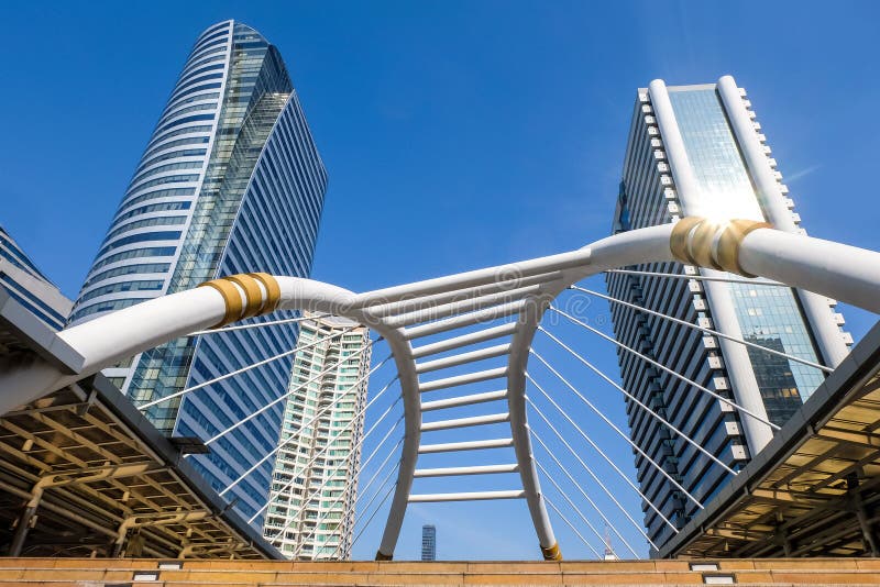 Sky walk at Bangkok downtown square in sathorn road,Bangkok,Thailand