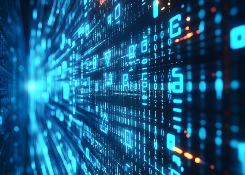 Skydd och lagring av digitala data med hjälp av tekniken i blockkedjan. Artificiell intelligens baserad på neurala nätverk royaltyfri illustrationer