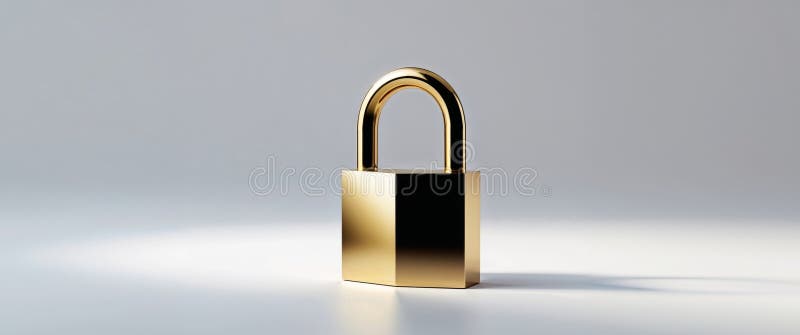 Skyddskoncept för imagekonfigurationer för Gold Padlock Security. arkivfoton