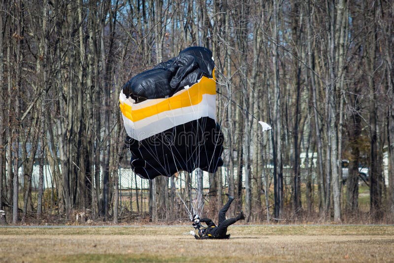 Skydiver with Parachute Hard Landing Injury Stock Image Image of