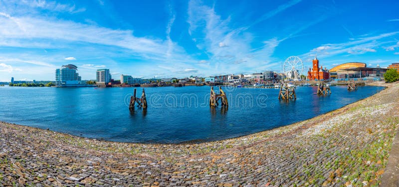 Skyline of Cardiff bay in Wales, UK