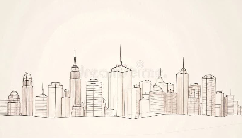 Skyline Cidade Monocromática ilustração stock