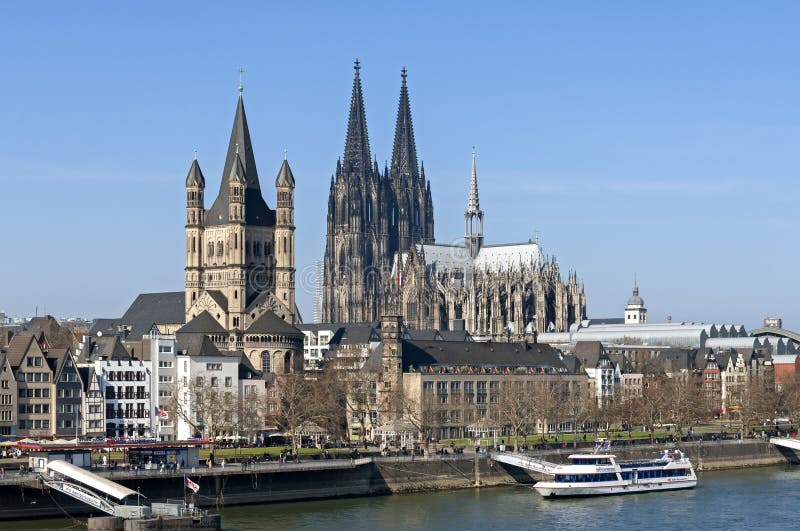 Skyline city Cologne with historic churches