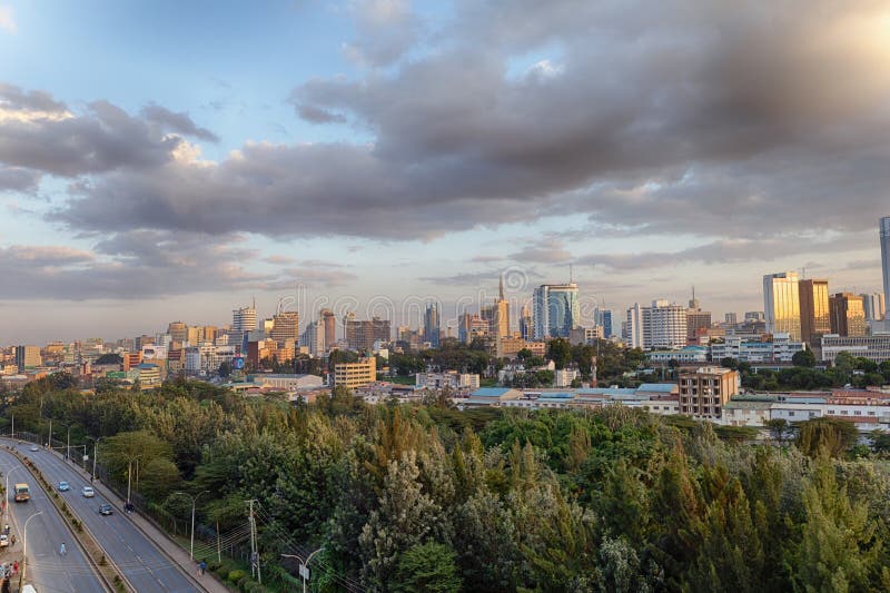 Nairobi Skyline in the evening stock photos