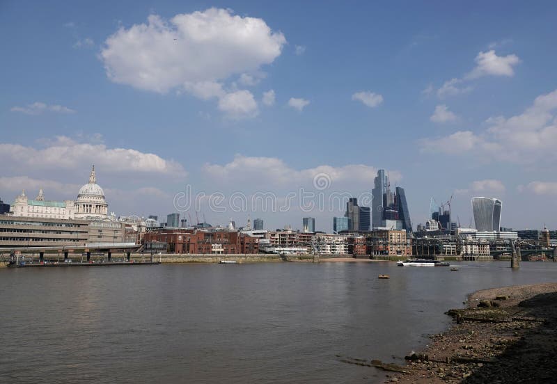 Skyline of the City Viewed from the South Bank of the River Thames ...