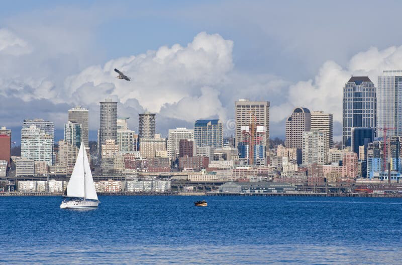 Skyline da baixa de Seattle fotografia de stock Skyline da baixa de Seattle fotografia de stock