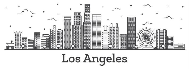 Skyline da cidade de Los Angeles Califórnia do esboço com construção moderna ilustração royalty free Skyline da cidade de Los Angeles Califórnia do esboço com construção moderna ilustração royalty free
