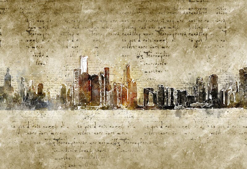 Skyline de Chicago no olhar moderno e abstrato do vintage foto de stock Skyline de Chicago no olhar moderno e abstrato do vintage foto de stock