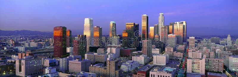 Los Angeles Skyline, at sunrise, California. Los Angeles Skyline, at sunrise, California