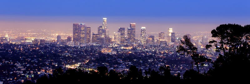 Los Angeles skyline panoramic from the hills of LA. Los Angeles skyline panoramic from the hills of LA