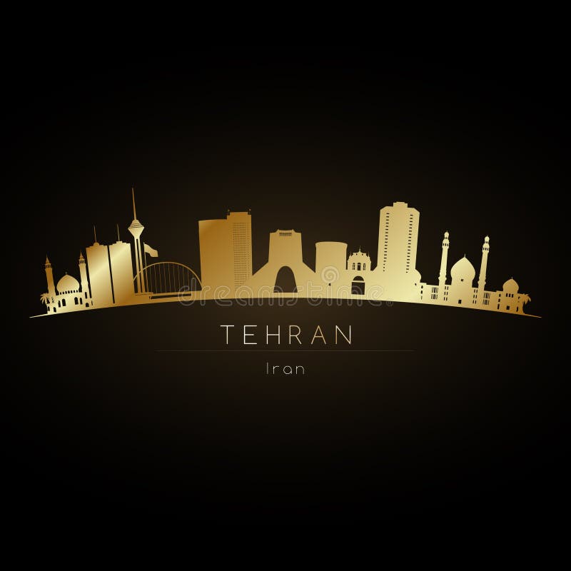 Skyline dourada da cidade de Tehran UAE do logotipo ilustração royalty free Skyline dourada da cidade de Tehran UAE do logotipo ilustração royalty free