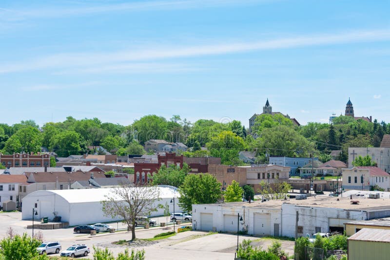 Overhead View Of A Street In Downtown Lemont Illinois Redactionele Fotografie Afbeelding