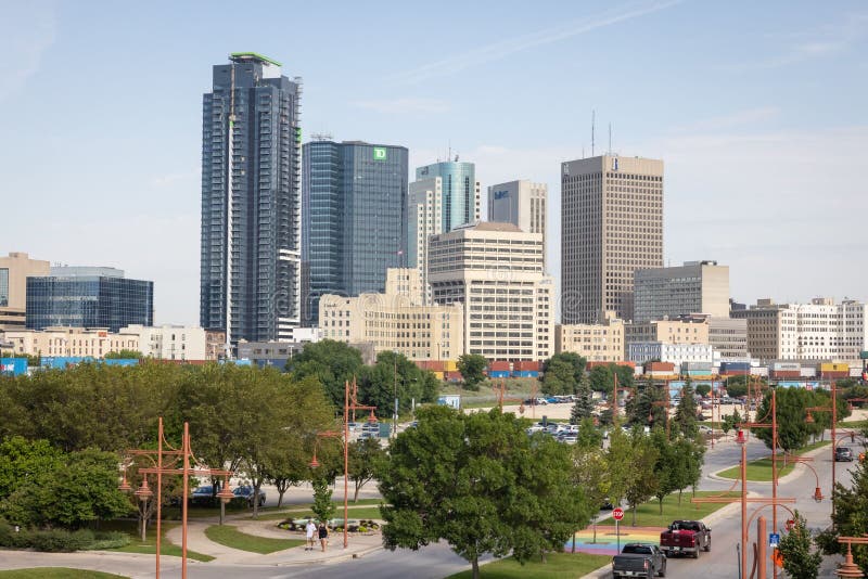 Skyline of Downtown Winnipeg As Seen from the Forks in Winnipeg