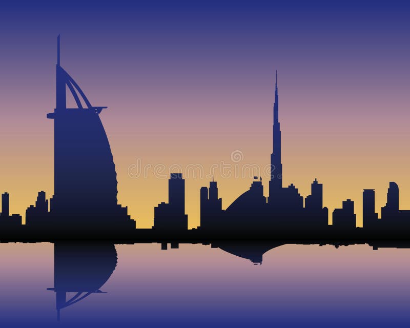 Illustration of Dubai Skyline with Burj al Arab and Burj Dubai. Illustration of Dubai Skyline with Burj al Arab and Burj Dubai