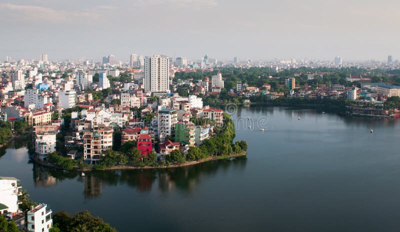 Skyline från staden Hanoi i Vietnam