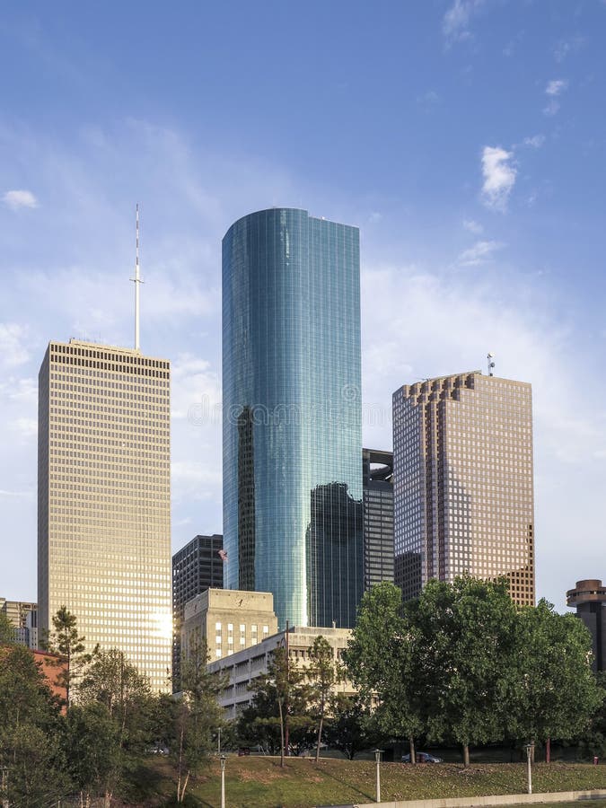 Skyline of Houston in Sunset Stock Photo Image of park, blue 84742914