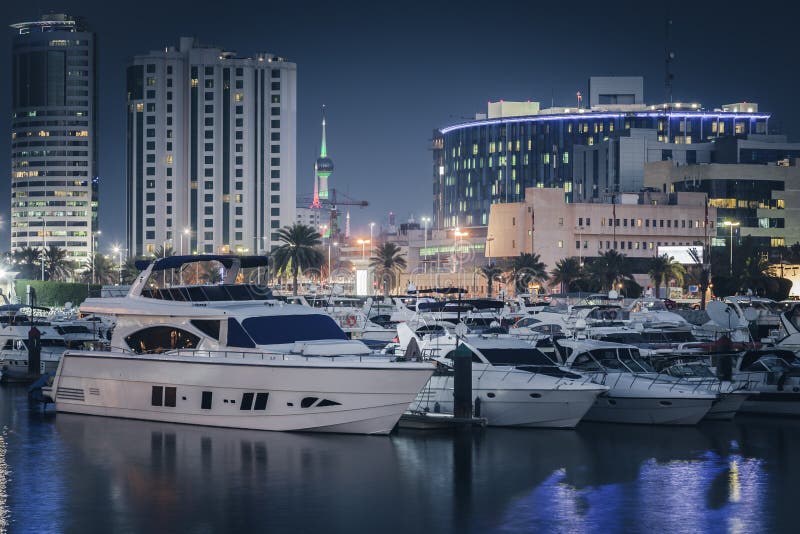 Skyline of Kuwait City at Evening Stock Image Image of arab, dusk