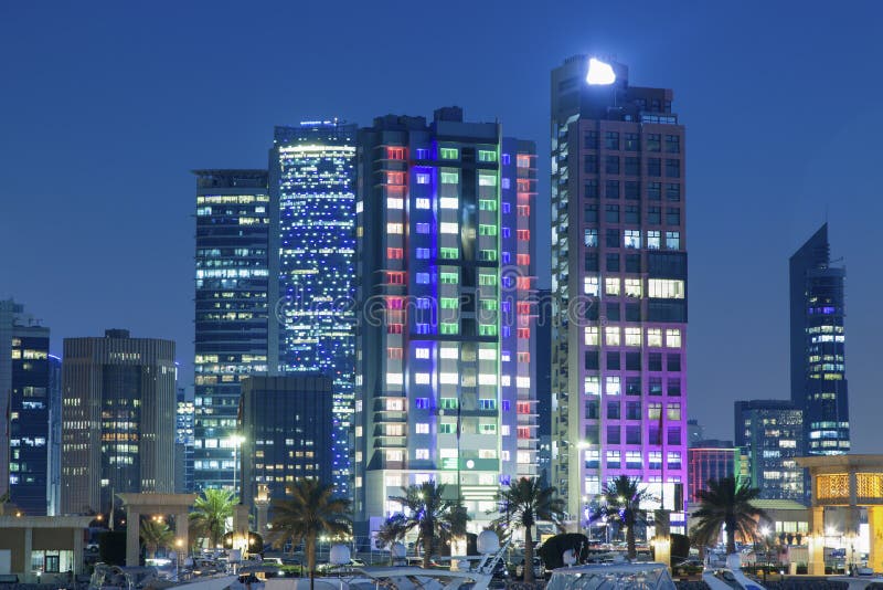 Skyline of Kuwait City at Evening Stock Photo Image of panorama