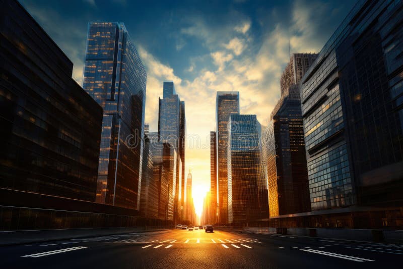 Skyline Majesty Dynamic Financial Hub. Stock Illustration