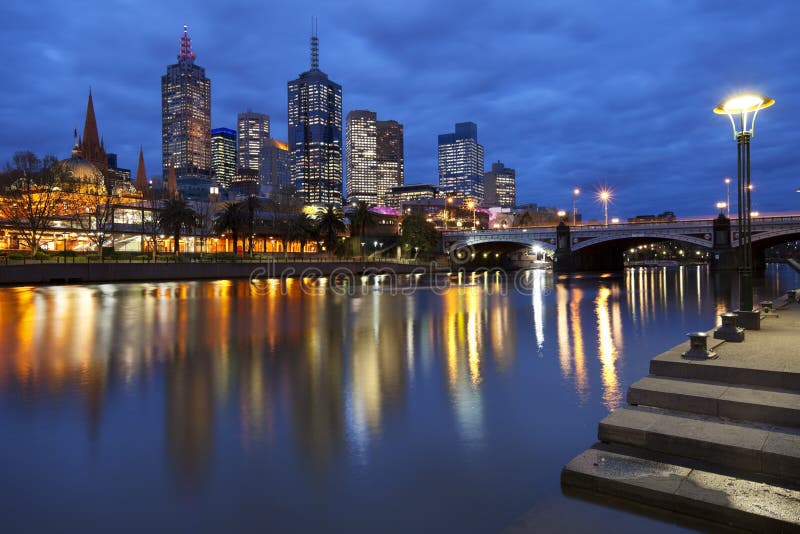 Skyline of Melbourne, Australia at night royalty free stock images Skyline of Melbourne, Australia at night royalty free stock images