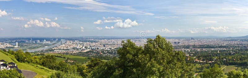 Skyline - Panorama vienna with blue danube stock photo