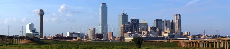 A panoramic shot of buildings in the Dallas Texas Skyline. A panoramic shot of buildings in the Dallas Texas Skyline.