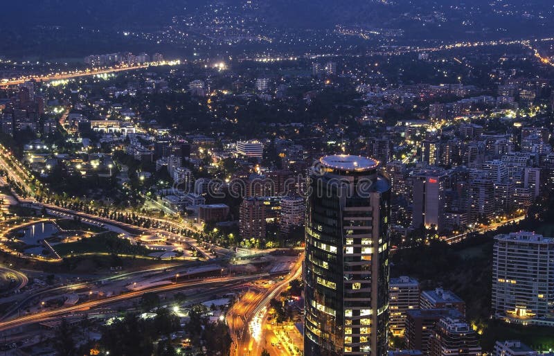 The Skyline of Santiago De Chile by Night. Editorial Photo Image of