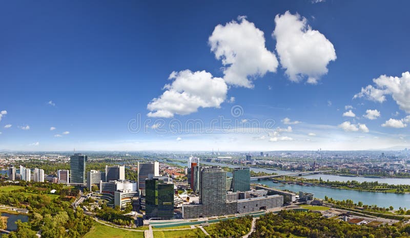 Skyline of Vienna / Danube royalty free stock photos