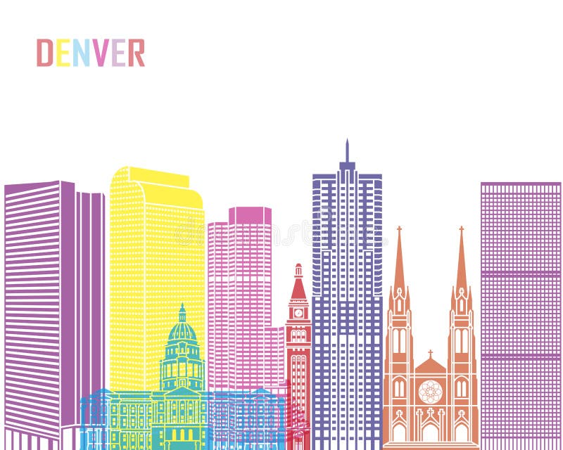 Denver V2 skyline pop in editable vector file. Denver V2 skyline pop in editable vector file