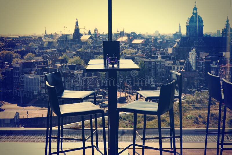 Skylounge Amsterdam Cafe Bar On The Top Floor Cityscape Panoramic