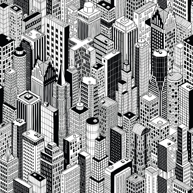 Skyscraper City Seamless Pattern - large
