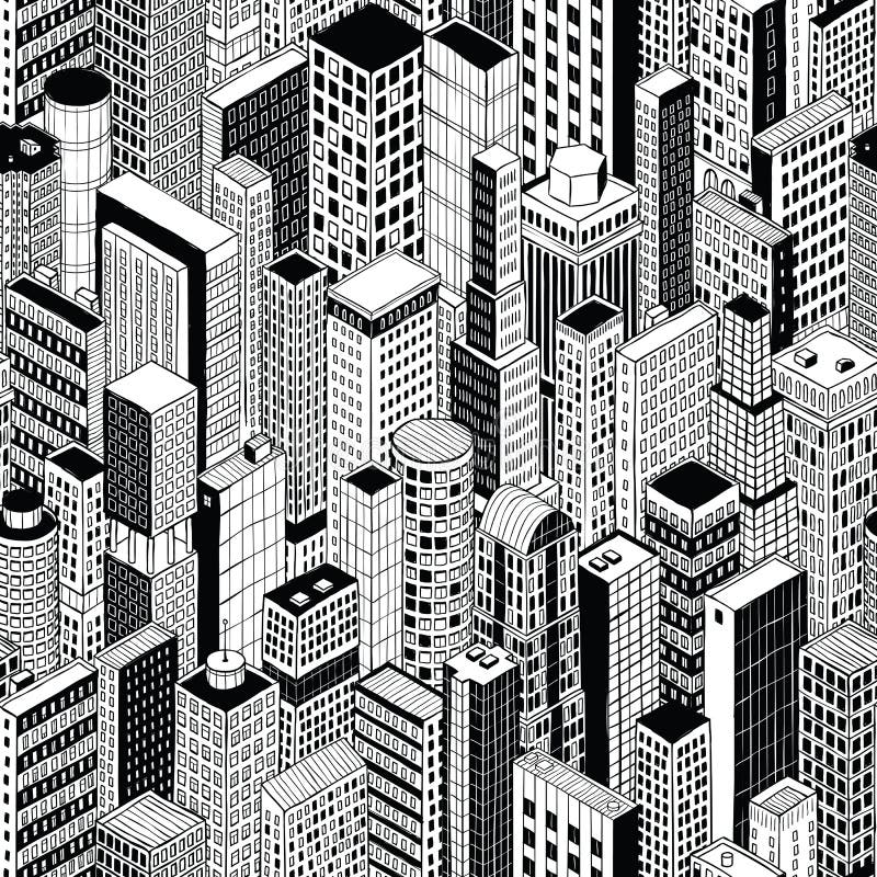 Skyscraper City Seamless Pattern - medium