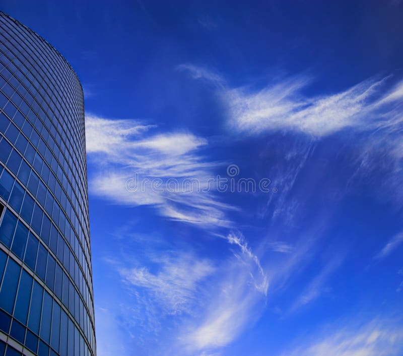 Skyscraper facade on blue sky