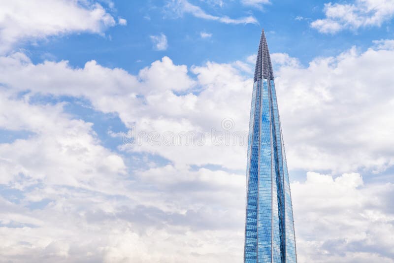Skyscraper Lakhta center against cloudy sky stock photo Skyscraper Lakhta center against cloudy sky stock photo