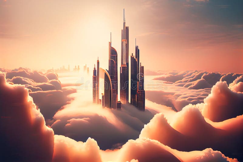 Skyscraper Top High Above the Clouds. Generative AI, Generative, AI ...