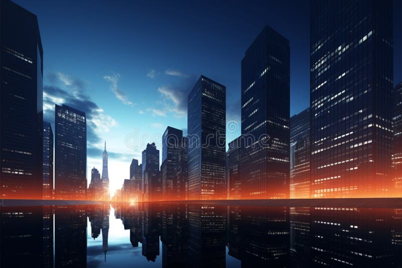 Skyscraper vista Low angle shot of a business district office building vector illustration