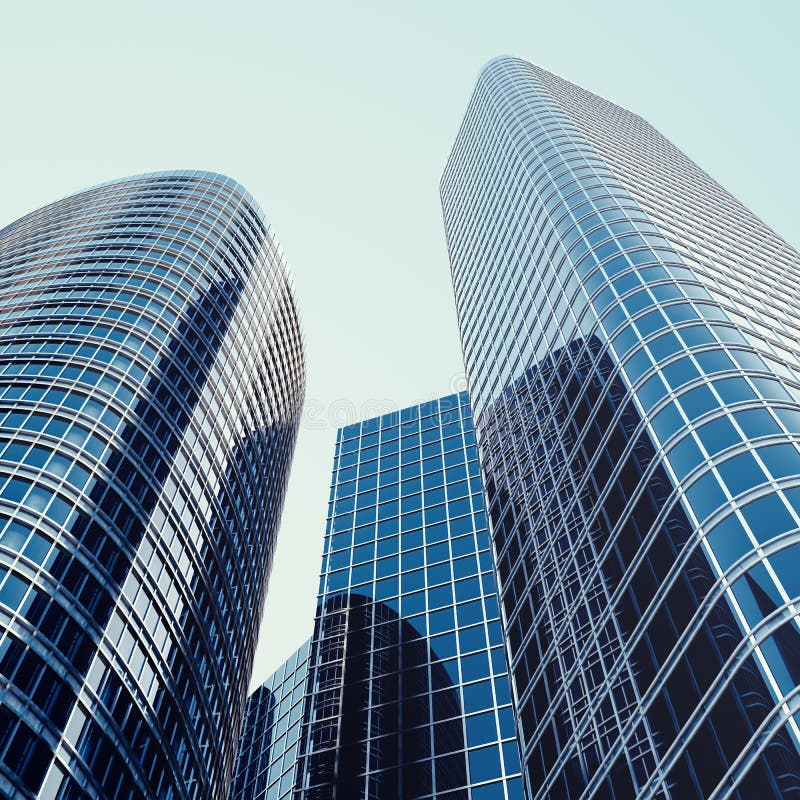 Skyscrapers With Blue Glass iHighi iRisei iBuildingi 