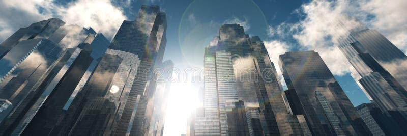 Skyscrapers of a modern city stock illustration