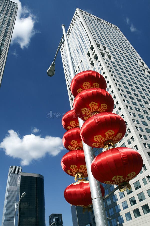 Skyscrapers and red lanterns