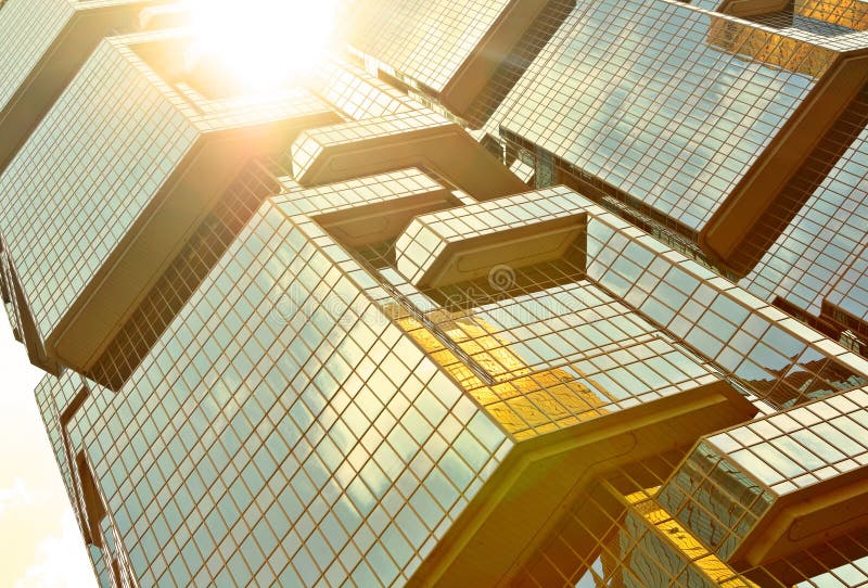 Skyscrapers in Hong Kong with sun glare. Skyscrapers in Hong Kong with sun glare