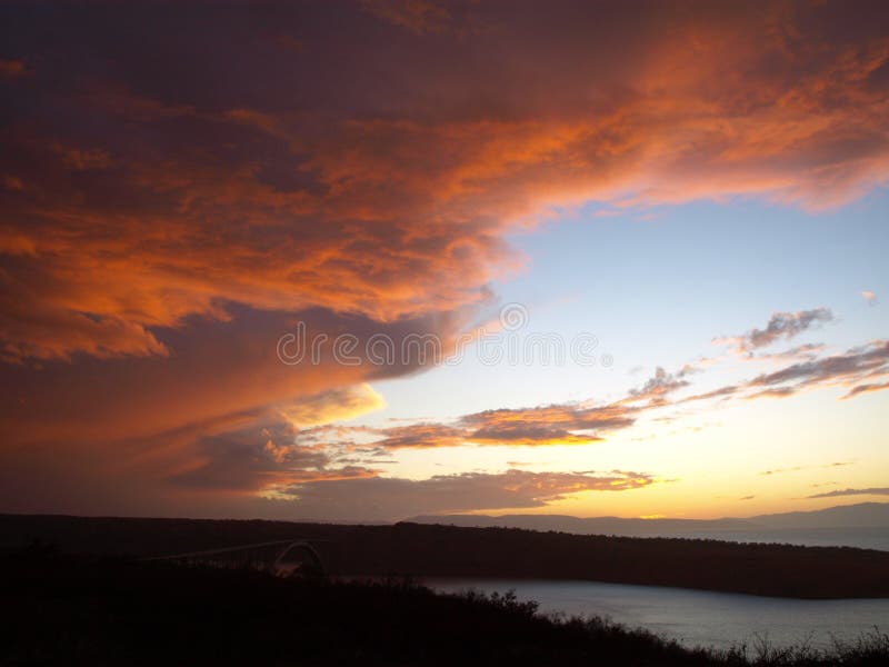 Beutiful colors on sky after great and dark storm, large spectar of colors on sky. Beutiful colors on sky after great and dark storm, large spectar of colors on sky